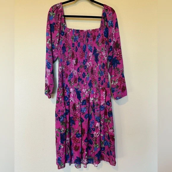 HATCH Women’s Smocked Long Sleeve Floral Maternity Dress, Size 3/Large